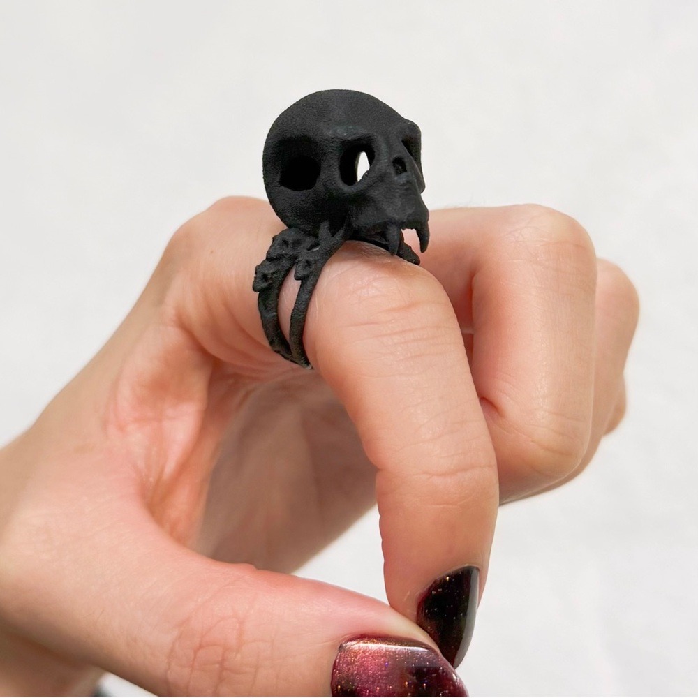 Rogue+Wolf Blood Junkie Vampire Skull Black Midi Ring US 7 Goth Alt DISCONTINUED